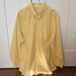 Brooks Brothers Men's Yellow Checkered Shirt